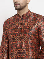 Jompers Men Multi-colour Printed Kurta with Pyjamas (Black) | Grocsy