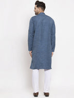 Jompers Men's Blue Self Design Kurta Only | Grocsy