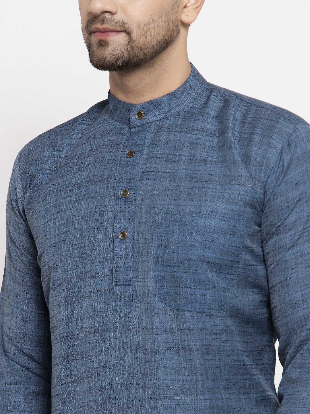Jompers Men's Blue Self Design Kurta Only | Grocsy