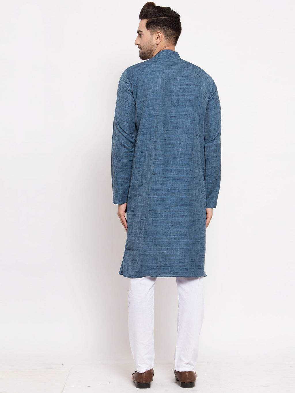 Jompers Men Blue Self Design Kurta with Pyjamas | Grocsy