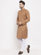 Jompers Men Brown Self Design Kurta Only | Grocsy