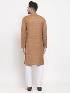 Jompers Men Brown Self Design Kurta with Pyjamas | Grocsy