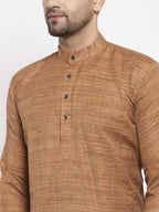 Jompers Men Brown Self Design Kurta with Pyjamas | Grocsy