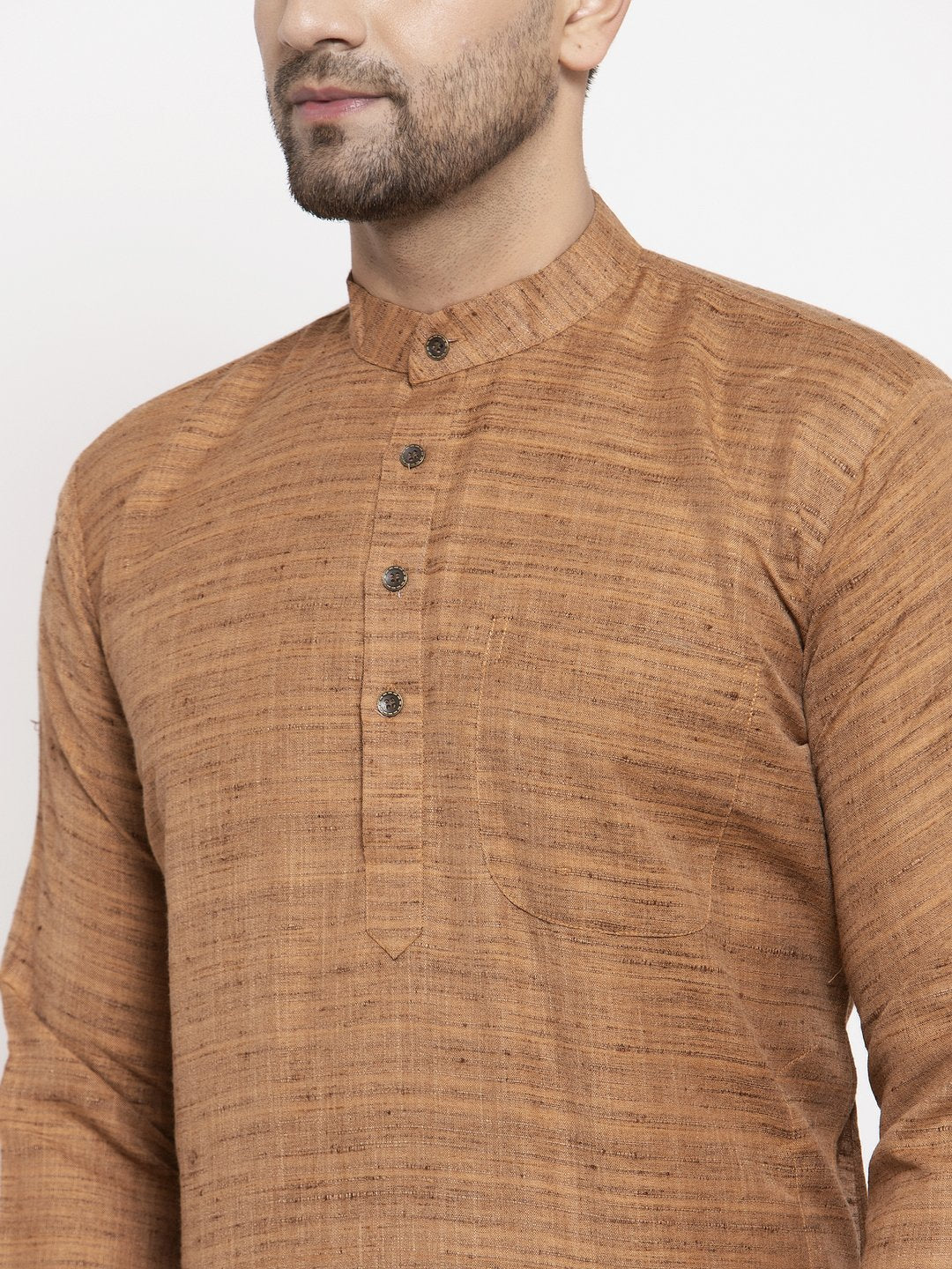 Jompers Men Brown Self Design Kurta Only | Grocsy