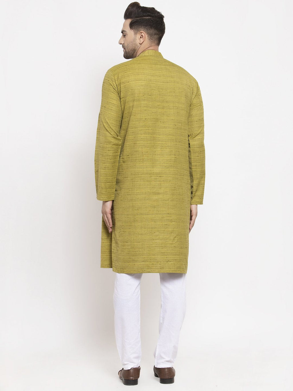 Jompers Men Green Self Design Kurta Only | Grocsy
