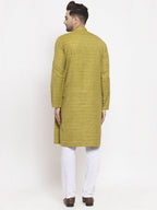 Jompers Men Green Self Design Kurta Only | Grocsy