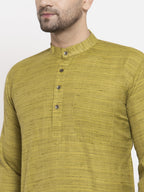 Jompers Men Green Self Design Kurta with Pyjamas | Grocsy