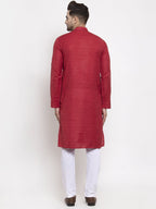 Jompers Men Maroon Self Design Kurta Only | Grocsy
