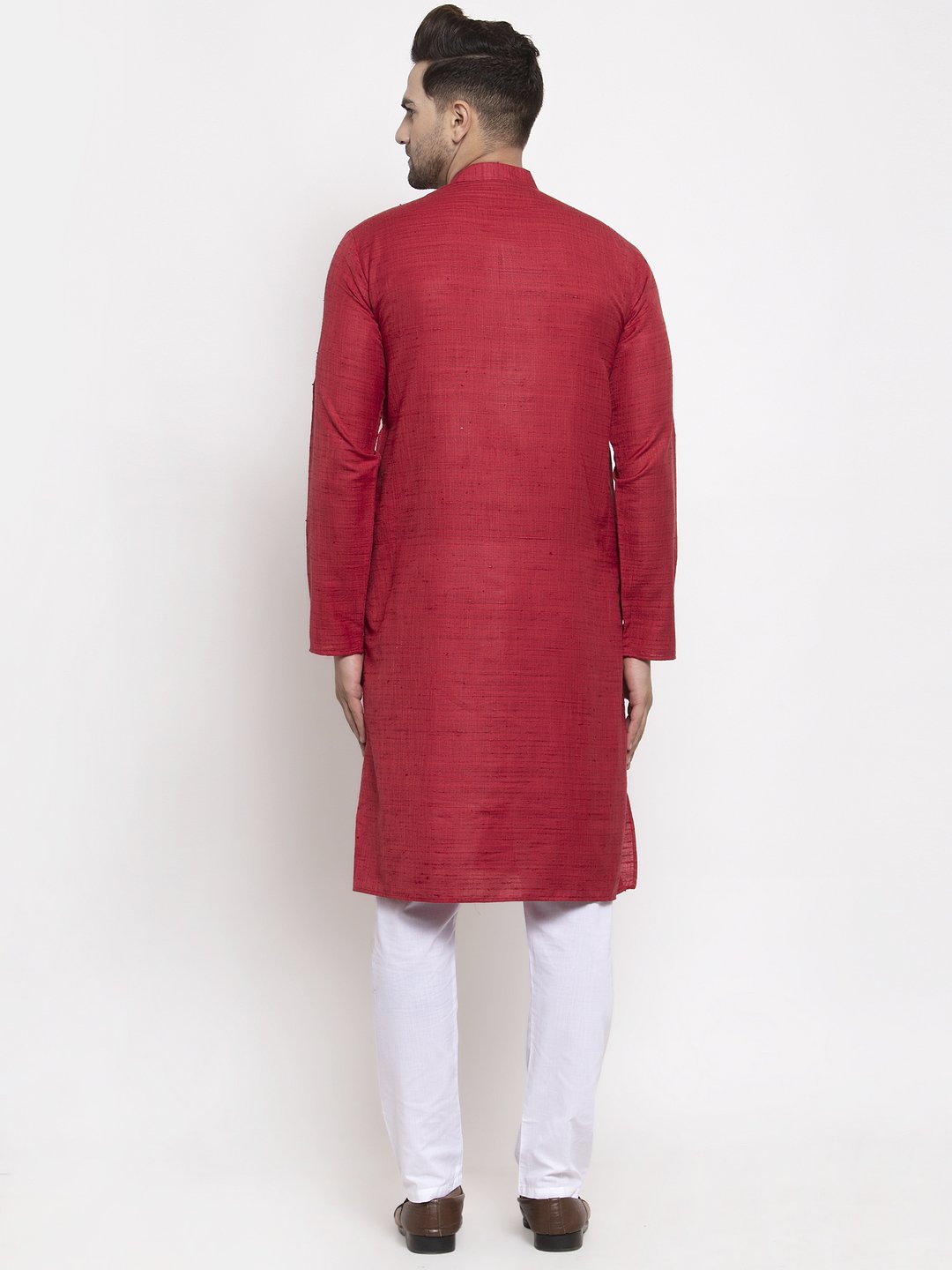Jompers Men Maroon Self Design Kurta Only | Grocsy
