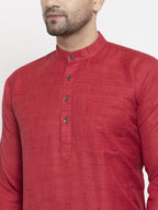 Jompers Men Maroon Self Design Kurta with Pyjamas | Grocsy