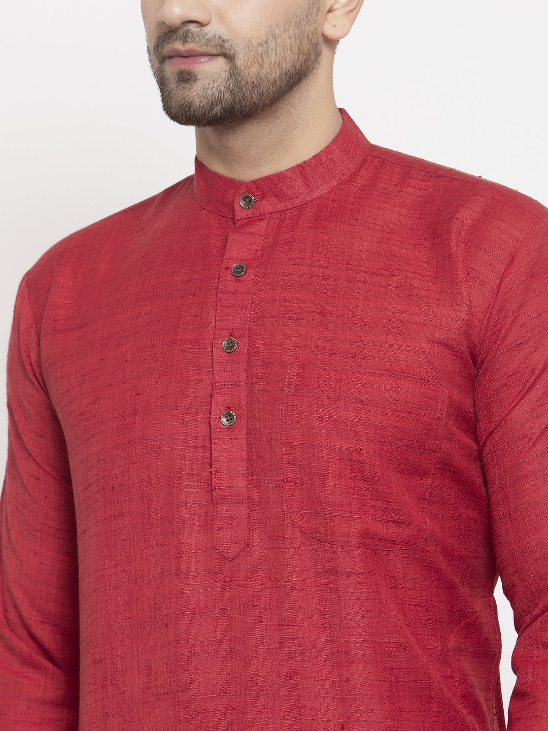 Jompers Men Maroon Self Design Kurta Only | Grocsy