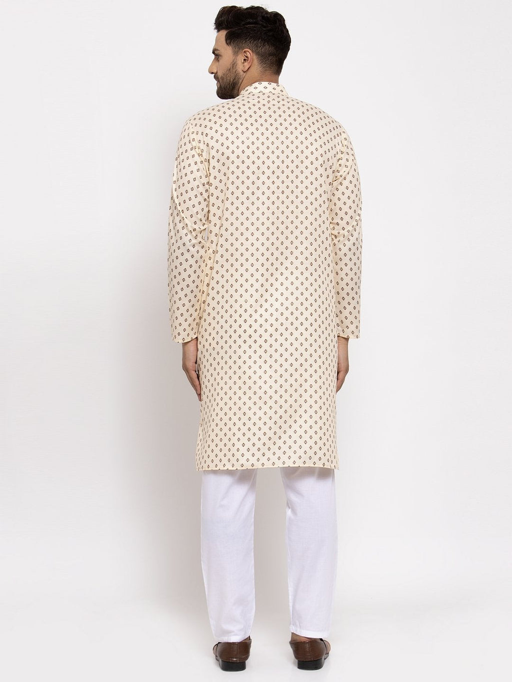 Jompers Men Cream-Coloured Printed Kurta Only | Grocsy