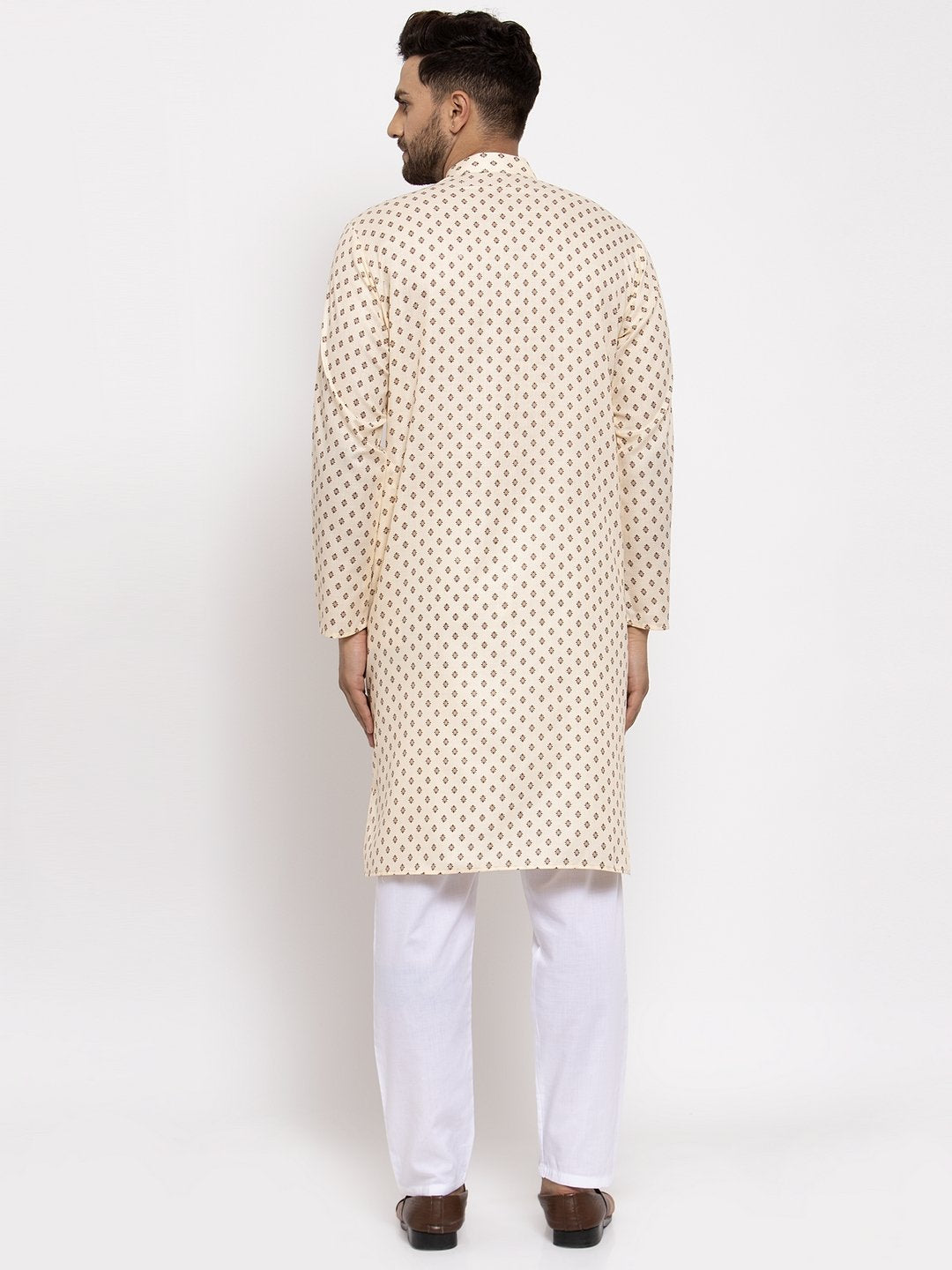 Jompers Men Cream-Coloured Printed Kurta Only | Grocsy
