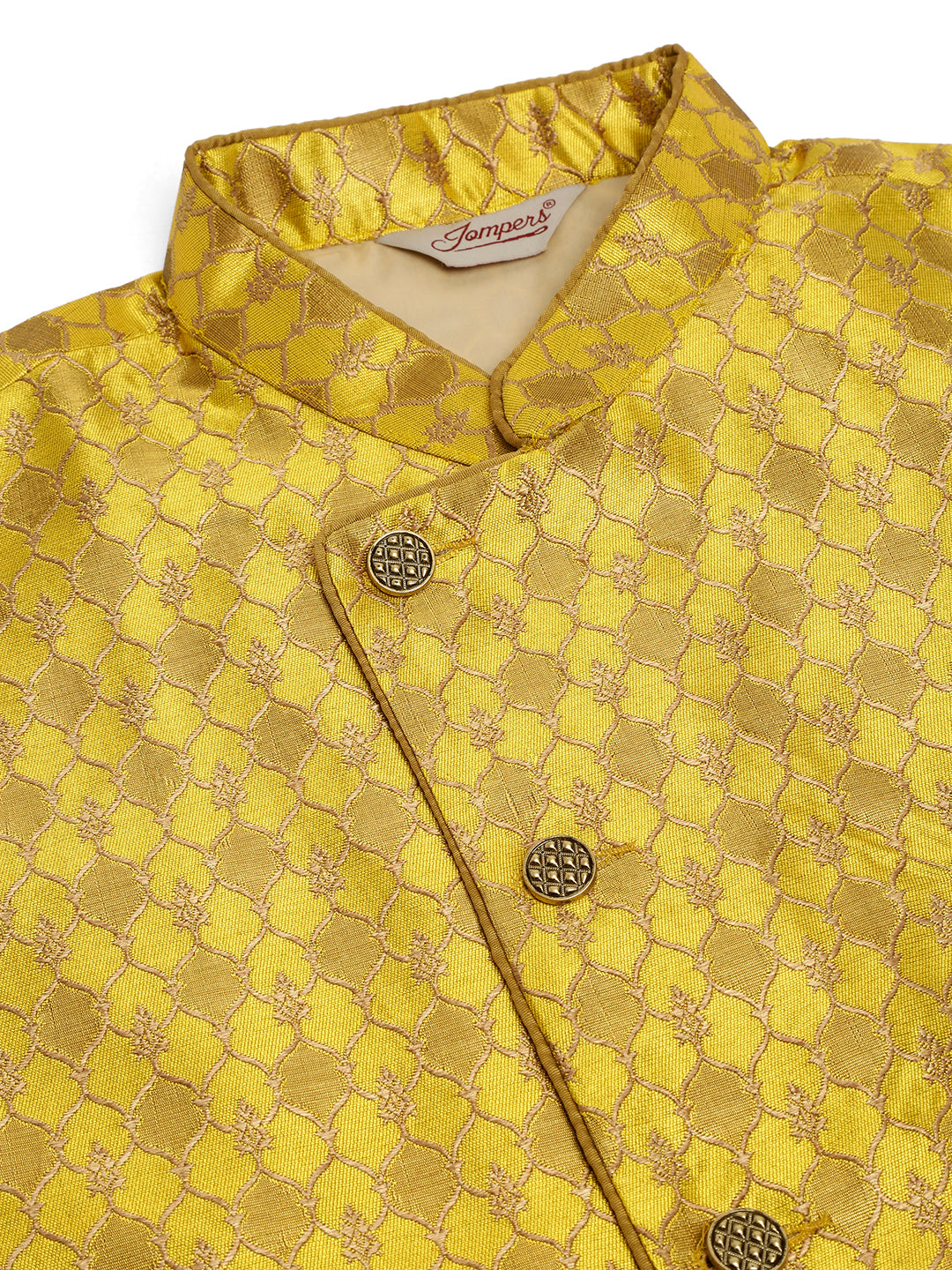 Jompers Men's Woven Design Waistcoat - Mustard | Grocsy