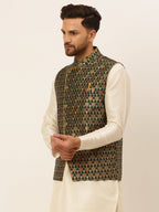 Jompers Men's Woven Design Waistcoat - Olive | Grocsy
