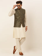 Jompers Men's Woven Design Waistcoat - Olive | Grocsy