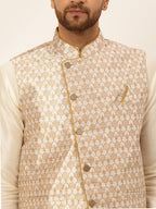 Jompers Men's Woven Design Waistcoat - Silver | Grocsy
