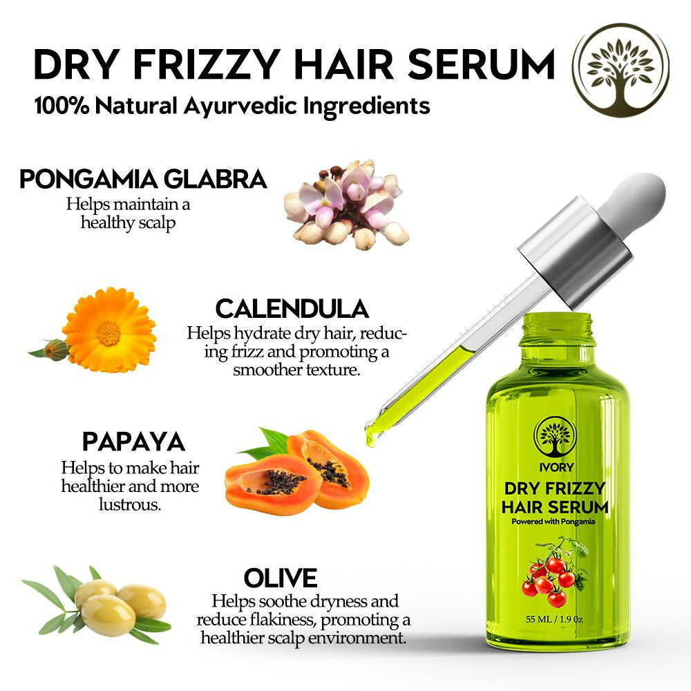 Ivory Natural Dry Frizzy Hair Serum Moisturizes Dry Strands, Detangles Hair | Grocsy