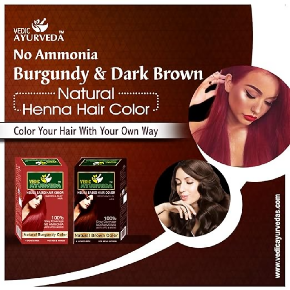 VedicAyurveda No Ammonia Burgundy & No Ammonia Dark Brown Hair Color | Grocsy