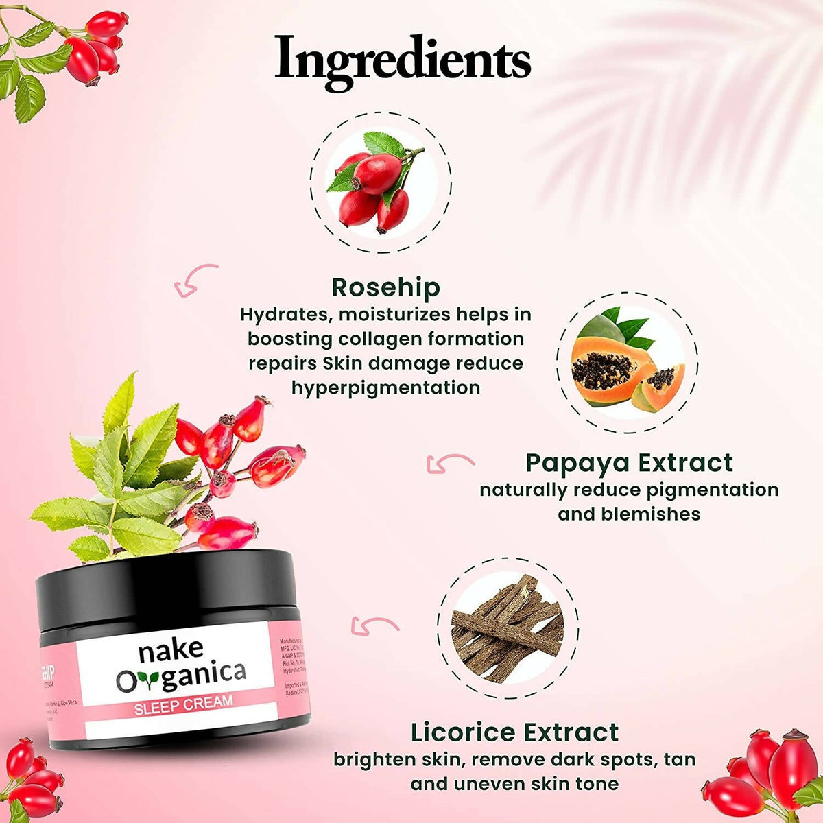 Nake Organica Rosehip Sleep Cream | Grocsy