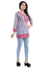 Snehal Creations Ash Gray Faux Crepe Short Kurti Tunic | Grocsy