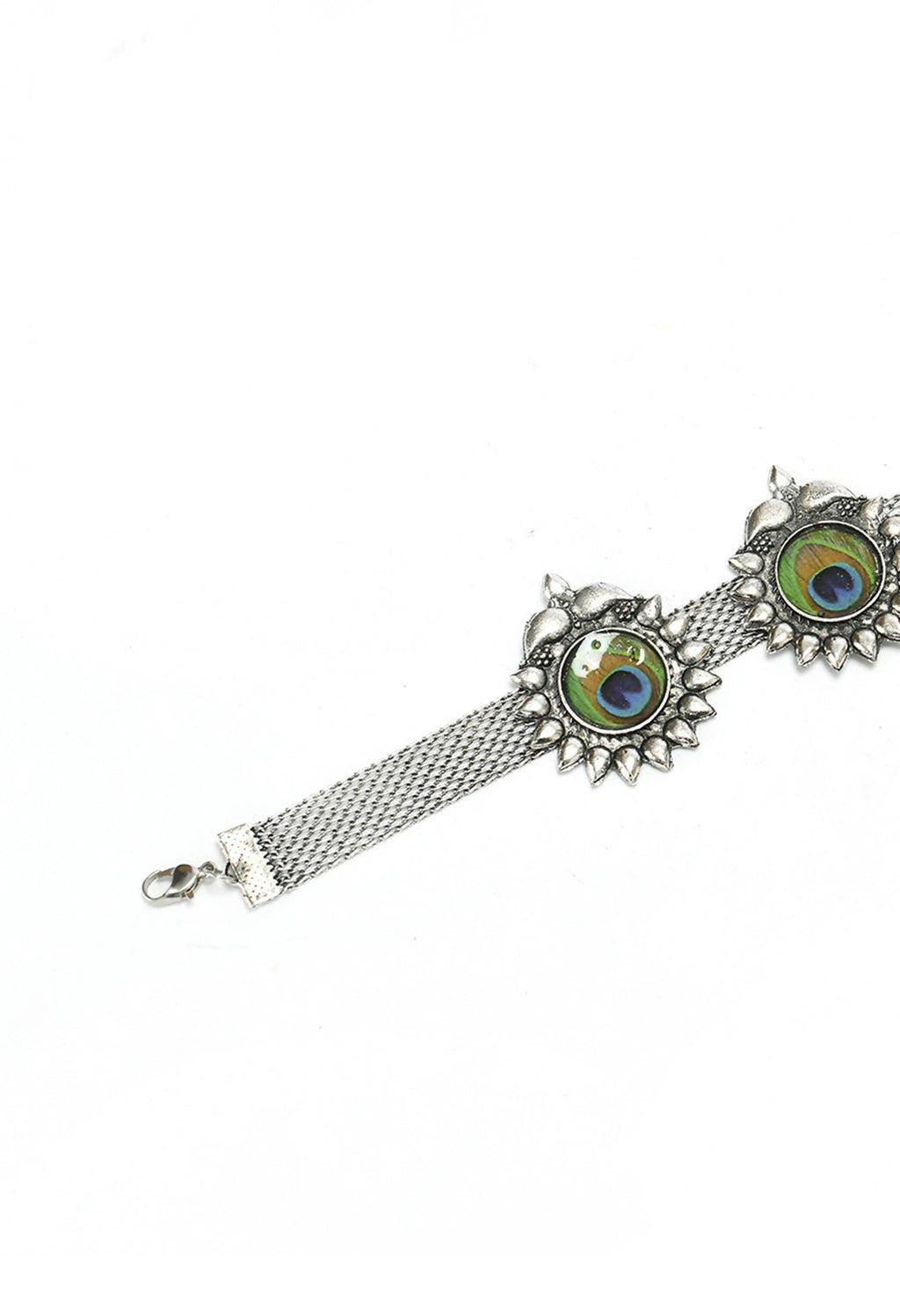 Mominos Fashion Johar Kamal Oxidised Silver-Plated Peacock Wings Work Necklace Handicraft | Grocsy