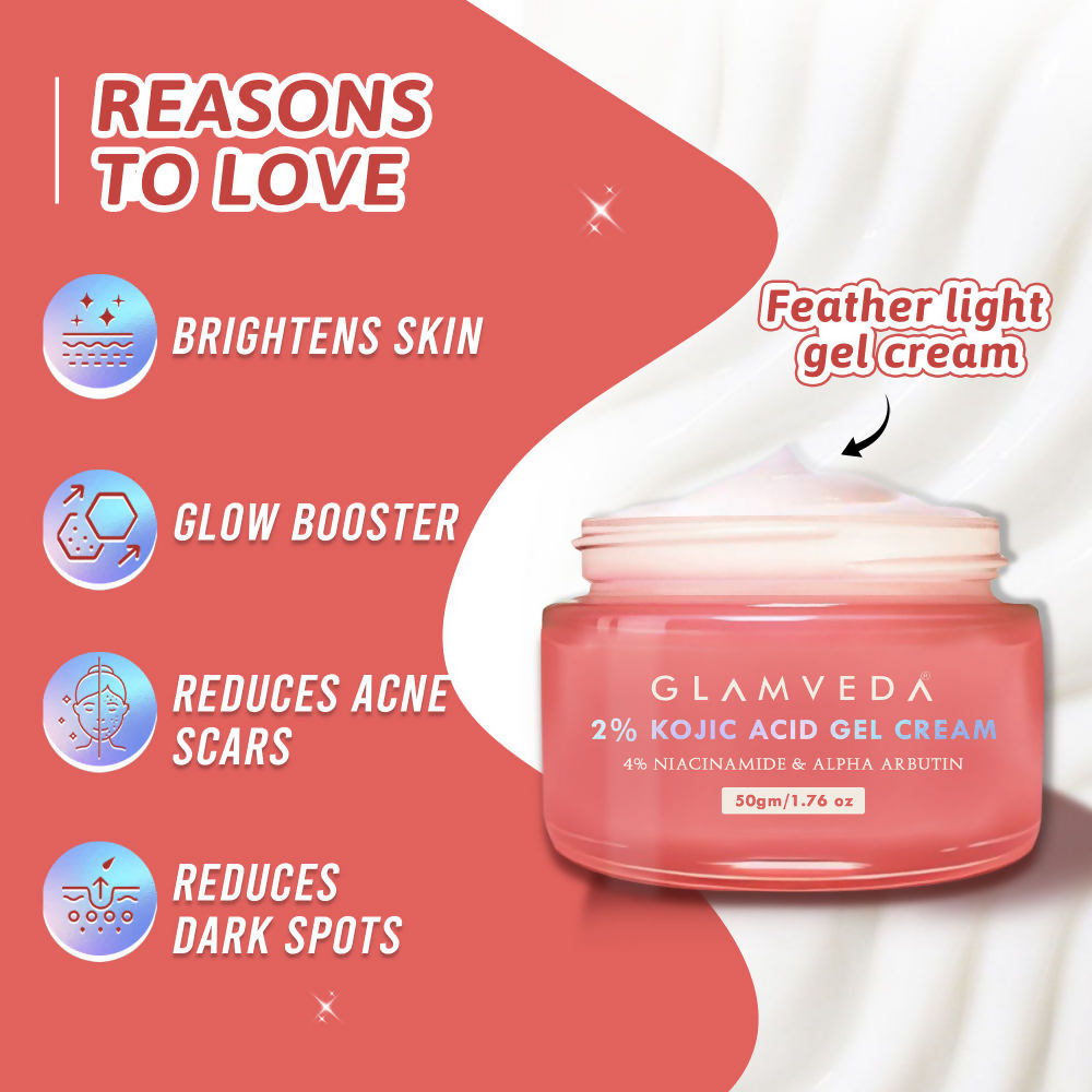 Glamveda 2% Kojic Acid Gel Cream | Grocsy