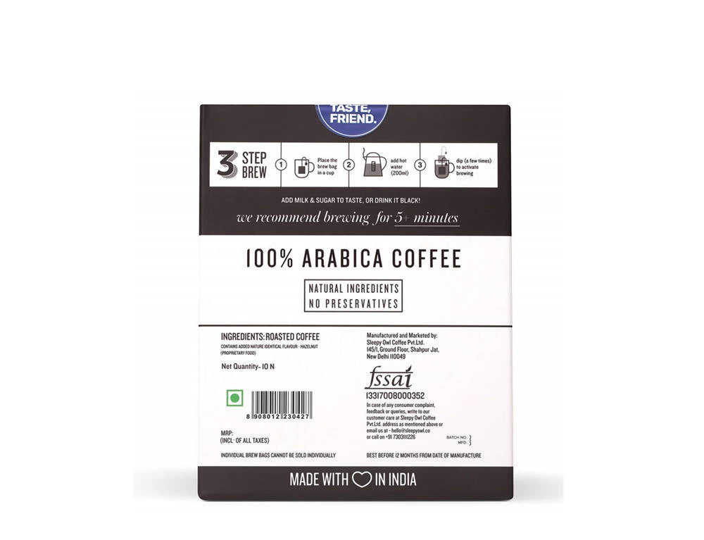 Sleepy Owl Coffee Hazelnut Hot Brew Bags | Grocsy