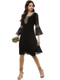 Ahalyaa Women's Black Georgette Glitter Print Kurta | Grocsy