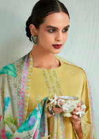 Lemon Yellow Pure Muslin Resham Embroidered Salwar Suit - Emponline | Grocsy