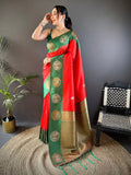 Elora Red Soft Silk Butti Zari Weaving Work Banarasi Saree | Grocsy