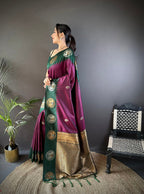 Elora Purple Soft Silk Butti Zari Weaving Work Banarasi Saree | Grocsy