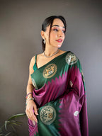 Elora Purple Soft Silk Butti Zari Weaving Work Banarasi Saree | Grocsy
