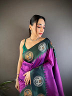 Elora Purple Soft Silk Butti Zari Weaving Work Banarasi Saree | Grocsy