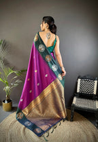 Elora Purple Soft Silk Butti Zari Weaving Work Banarasi Saree | Grocsy