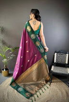 Elora Purple Soft Silk Butti Zari Weaving Work Banarasi Saree | Grocsy
