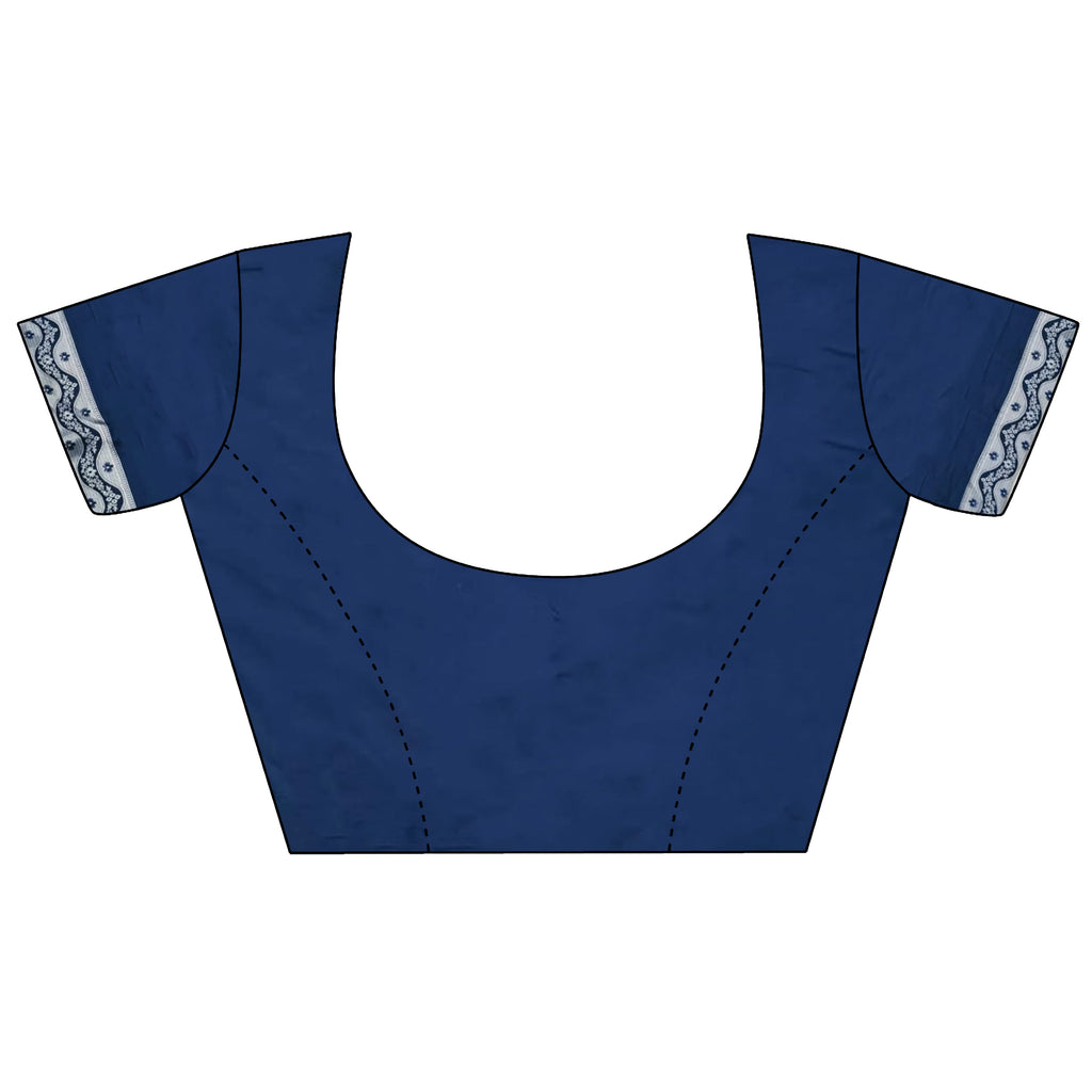Elora Royal Blue Lichi Soft Silk Jacquard Silver Gold Zari Weaving Banarasi Saree | Grocsy