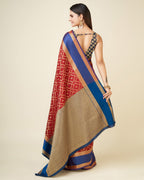 Elora Red Lichi Silk Woven Design Jacquard Weaving Kanchipuram Saree | Grocsy