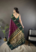 Elora Plum Soft Silk Butti Zari Weaving Banarasi Saree | Grocsy