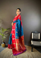Elora Royal Blue Soft Silk Butti Zari Weaving Banarasi Saree | Grocsy