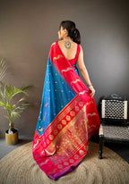 Elora Royal Blue Soft Silk Butti Zari Weaving Banarasi Saree | Grocsy