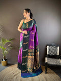 Elora Purple Soft Silk Butti Zari Weaving Banarasi Saree | Grocsy