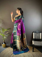 Elora Purple Soft Silk Butti Zari Weaving Banarasi Saree | Grocsy