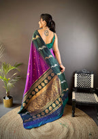 Elora Purple Soft Silk Butti Zari Weaving Banarasi Saree | Grocsy