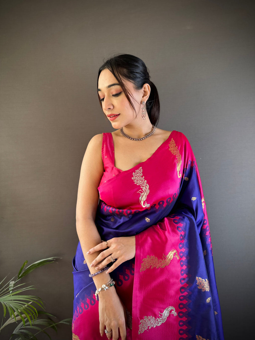 Elora Royal Blue Soft Silk Butti Zari Weaving Banarasi Saree | Grocsy