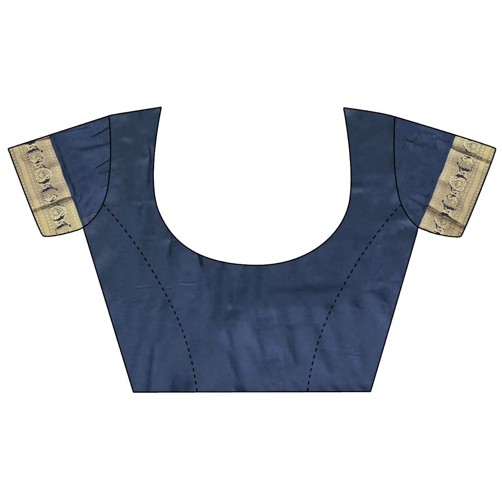 Elora Navy Blue Soft Silk Striped With Floral Motifs Zari Jacquard Weaving Leheriya Saree | Grocsy