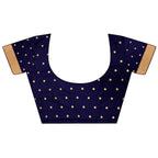 Elora Navy Blue Banarasi Soft Silk Checked Body With Floral Motifs South Pattu Saree | Grocsy