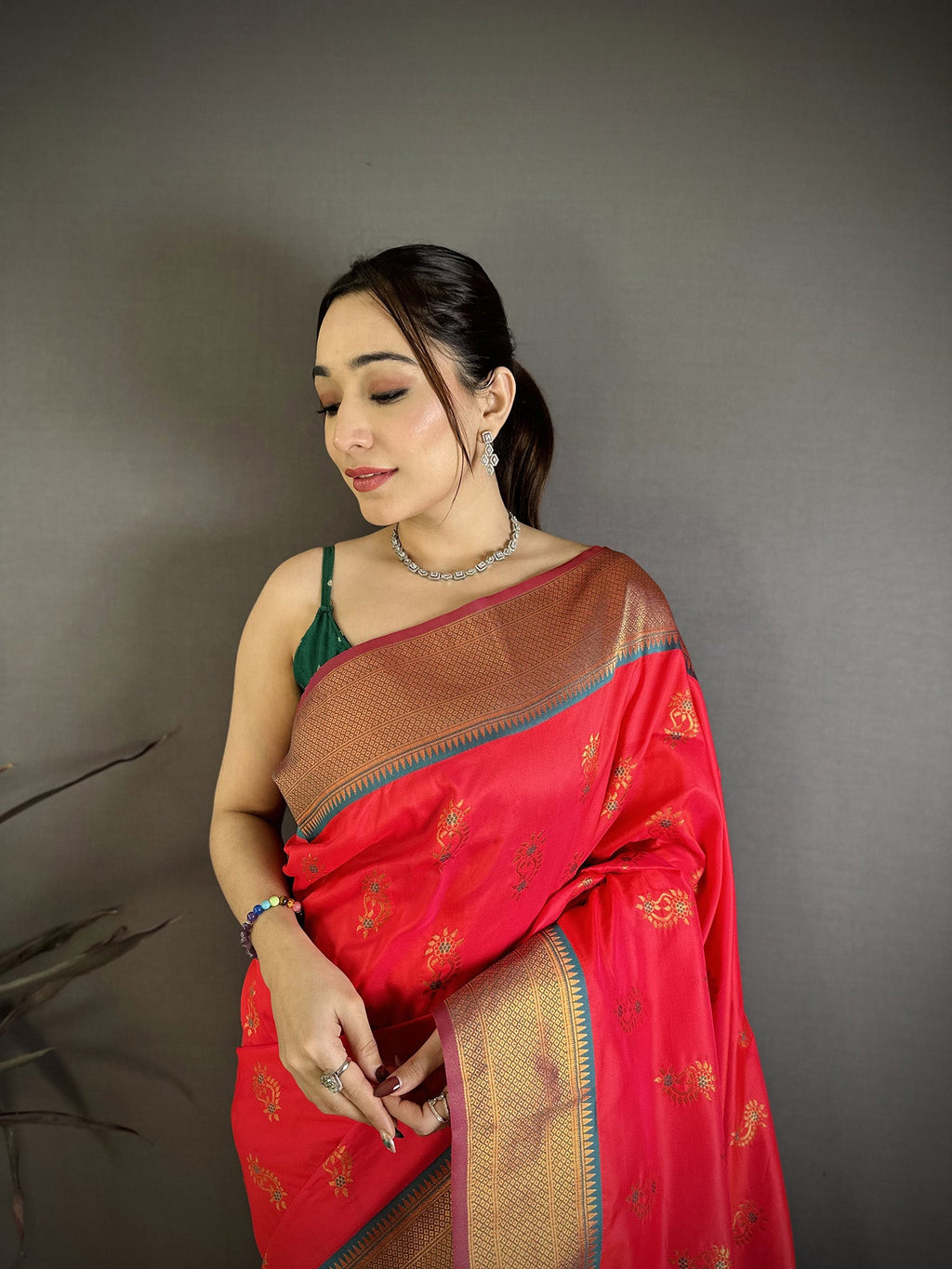 Elora Rani Pink Soft Silk Nath Meenakari Zari Work Paithani Saree | Grocsy