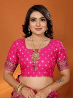 Elora Rani Pink Pashmina Silk Meenakari Weaving Madhubani Design Kashmiri Saree | Grocsy