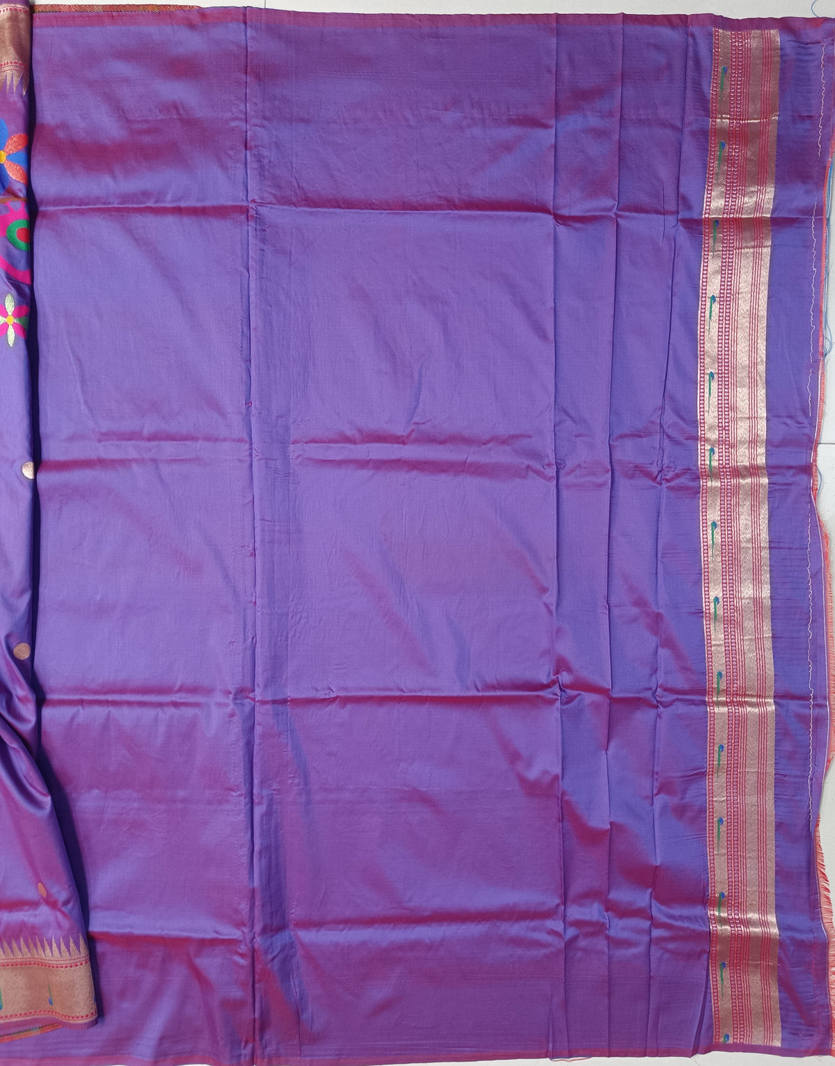 Elora Purple Soft Silk Motifs Mina Zari Weaving Paithani Saree | Grocsy